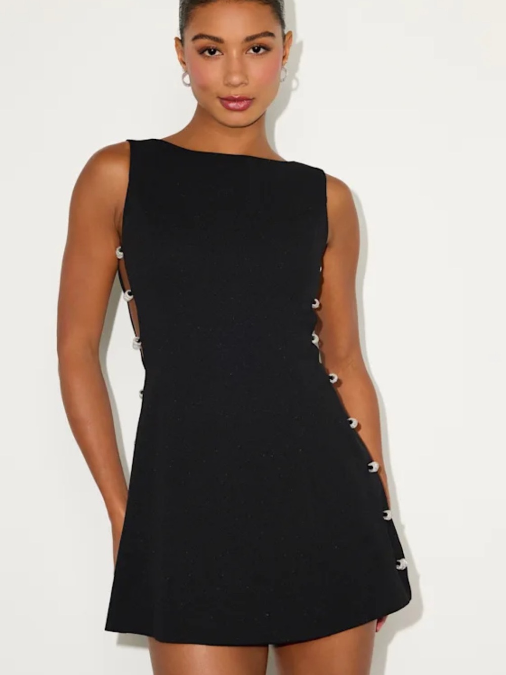 Lulus Viveca Black Embellished Cutout Sleeveless Mini Dress - Size XL - Picture 5 of 5